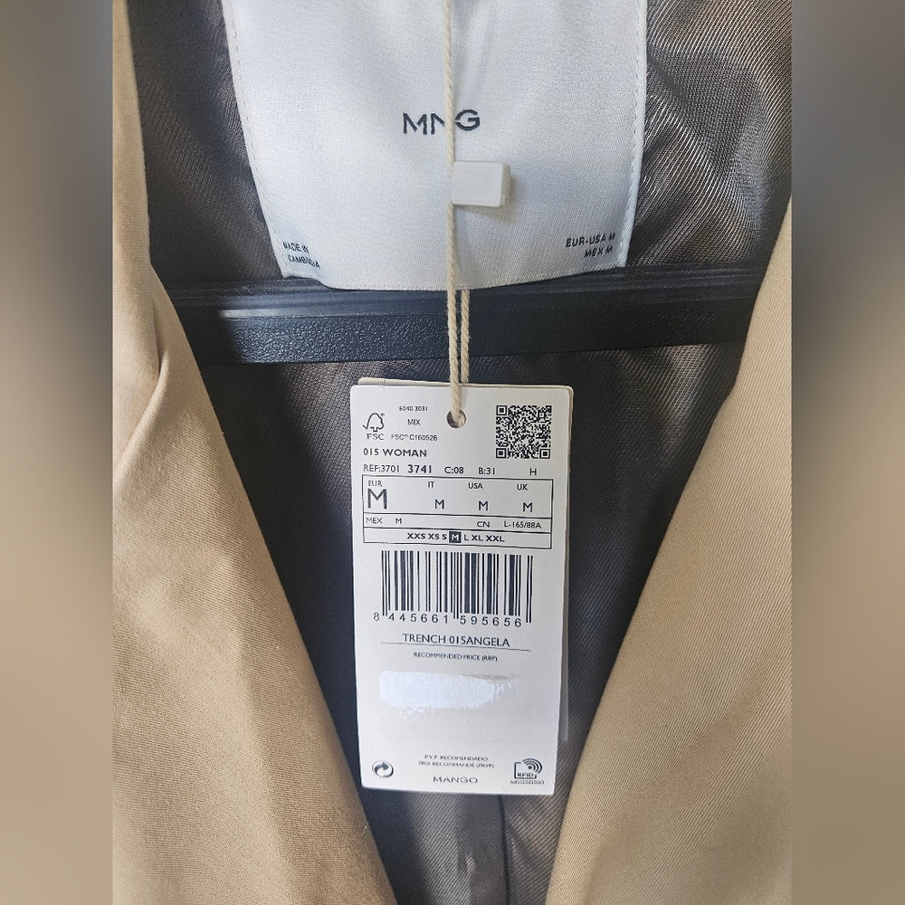 NWT Mango Double-Breasted Trench Coat Cream/Tan - Picture 10 of 16